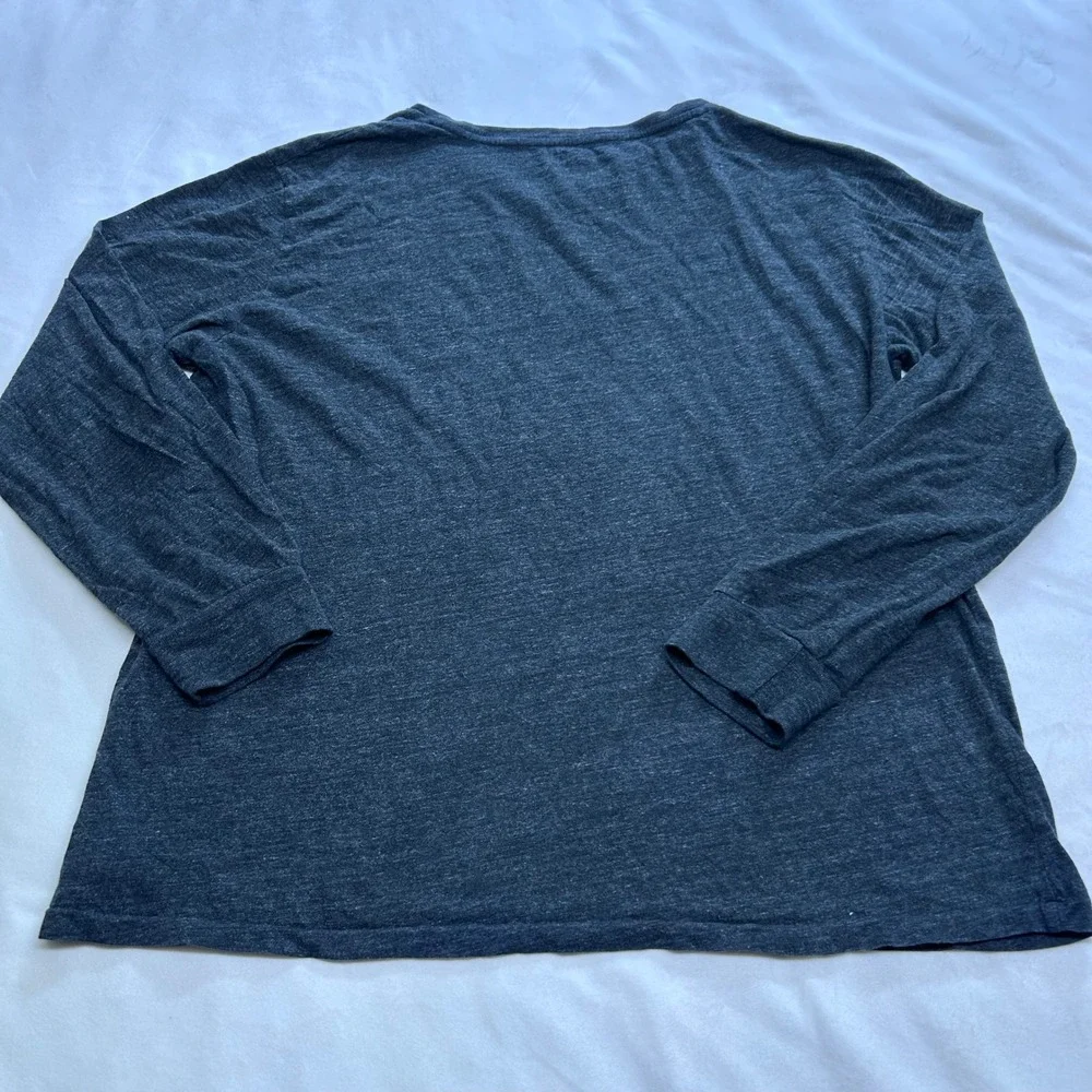 Polo Ralph Lauren Mens XL Gray V-Neck Long Sleeve T-Shirt Pink Pony Logo Cotton